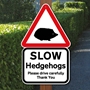 Picture of Slow Hedgehog Road Safety Sign - Black & White