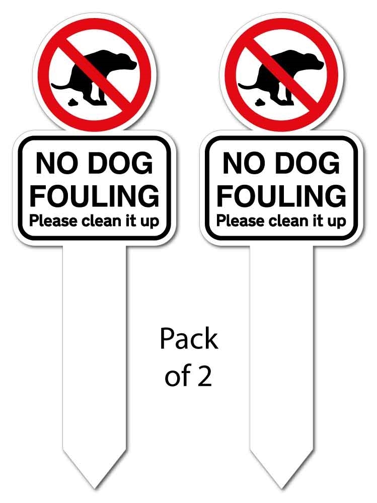 JAF Graphics. NO DOG FOULING Signs on Stakes 2pk