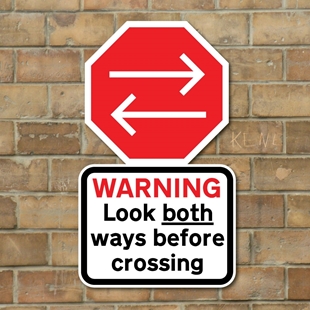 Picture of Look both ways  pedestrian safety sign