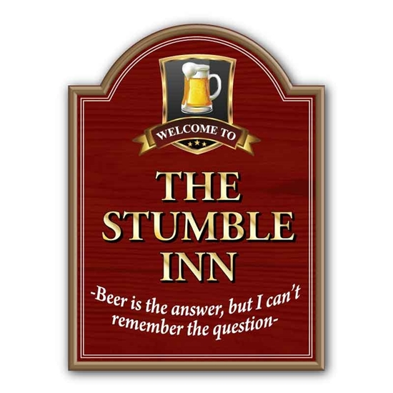 JAF Graphics. THE STUMBLE INN funny joke pub sign