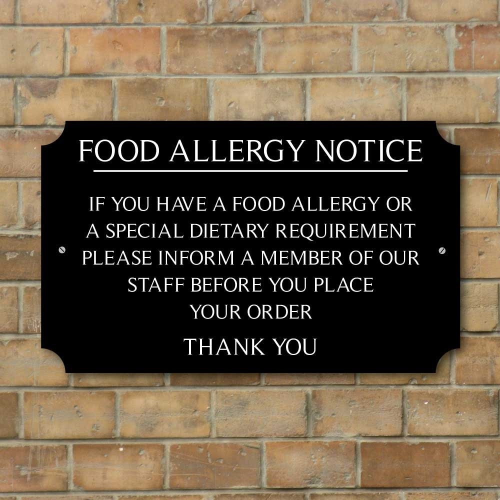 JAF Graphics. Food Allergy Notice Sign - Classic Design