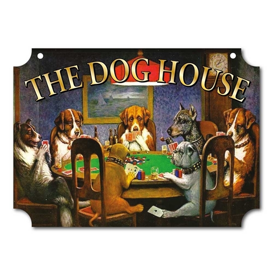 The Dog House Woof Hanging swinging Pub Sign For Home Bar or Man Cave 