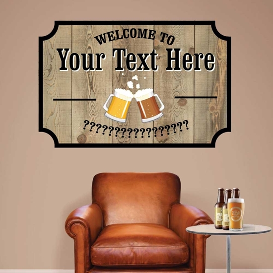 JAF Graphics. Personalised Bar Sign Wall Sign Sticker - Wood Effect