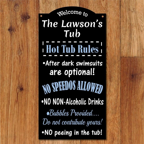 Picture of Personalised Hot Tub Rules Hanging Plaque
