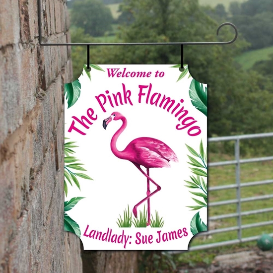 JAF Graphics. Pink Flamingo Hanging Sign