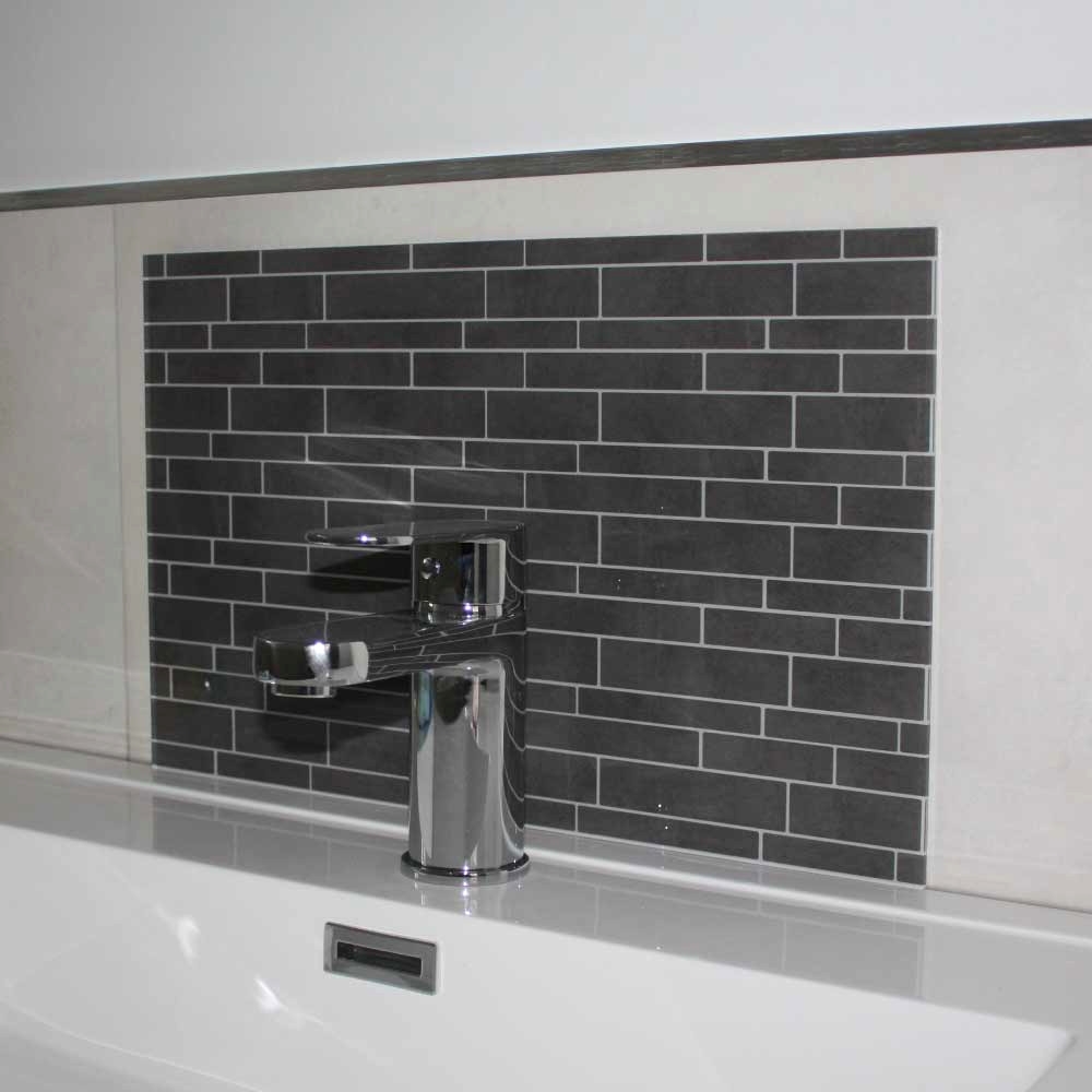 dark grey splashback tiles