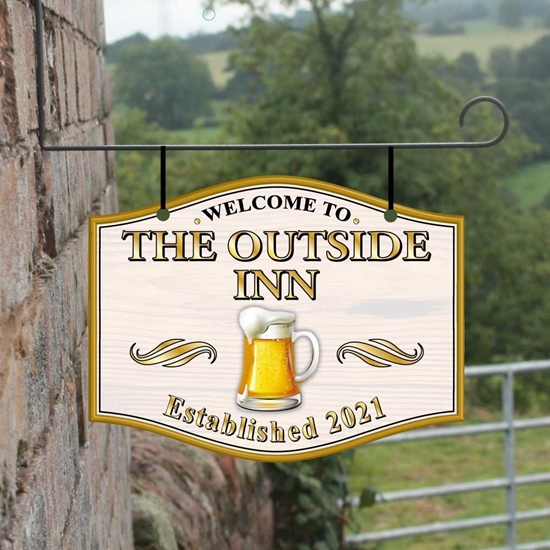 JAF Graphics. Personalised Home Bar Hanging Pub Sign with pint logo