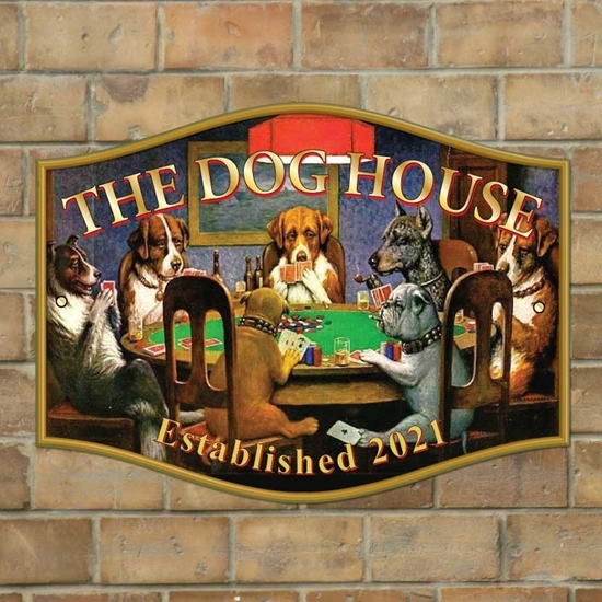 JAF Graphics. THE DOG HOUSE Personalised Home Bar Sign