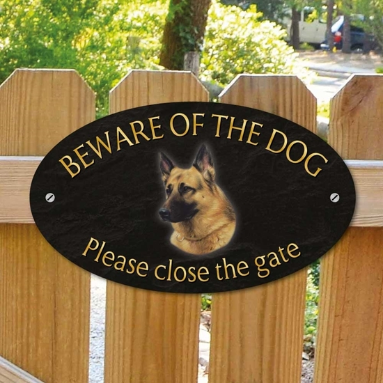 Picture of German Shepherd Beware of The Dog/Please Close The Gate Sign