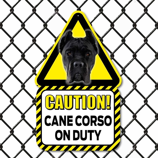 Picture of Black Cane Corso On Duty Sign