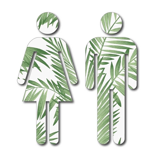 Picture of Green Leaf Design Man & Woman Toilet Door Symbols