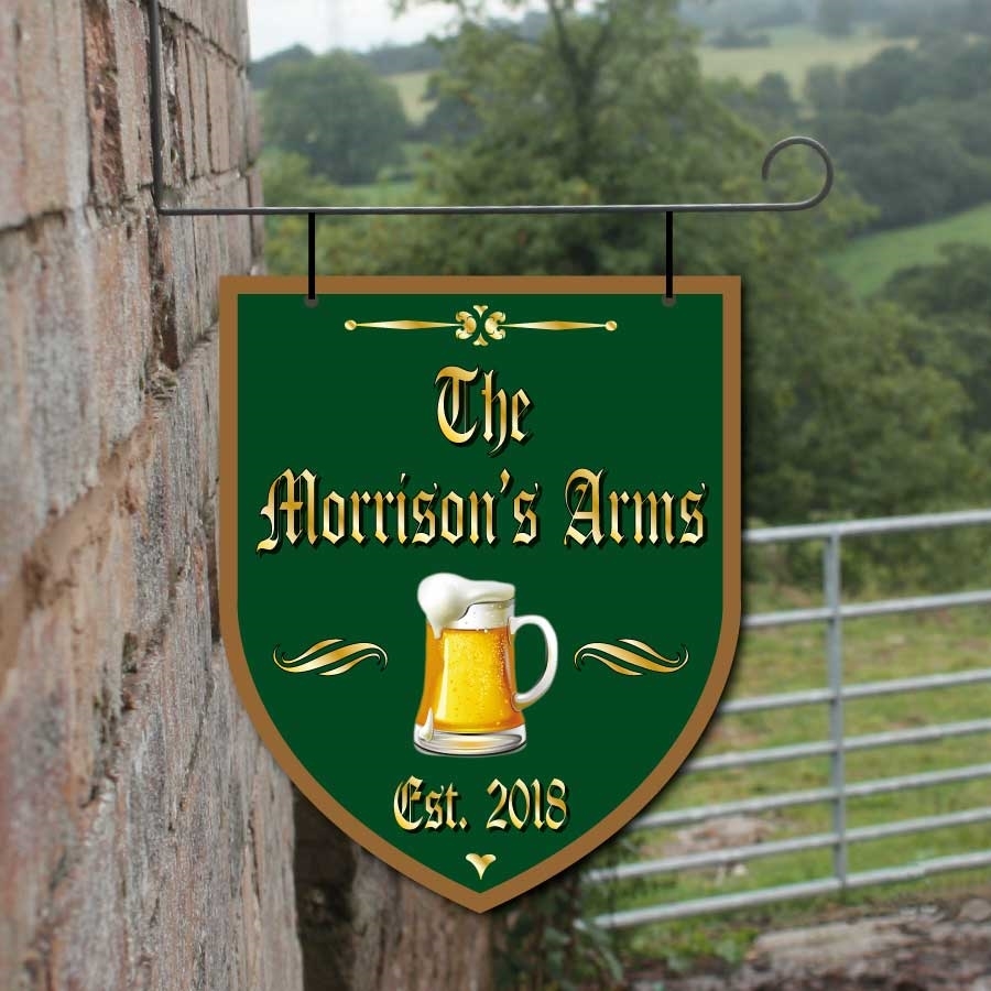 JAF Graphics. Shield Shaped Personalised Home Bar Hanging Sign