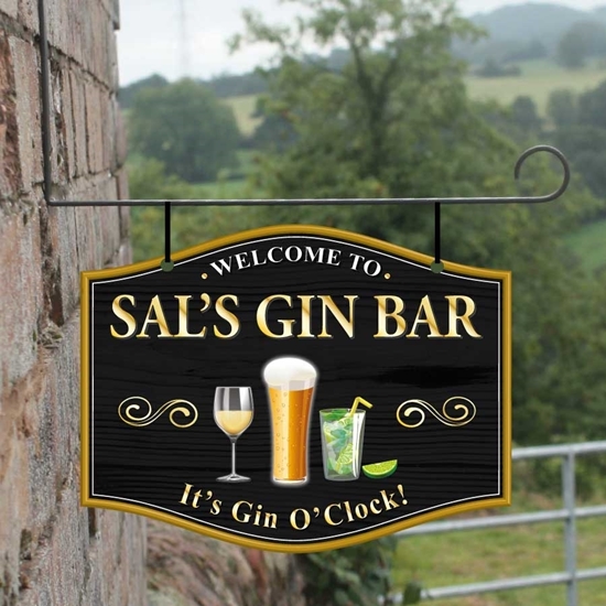 Picture of Personalised Home Gin Bar Hanging  Pub Sign