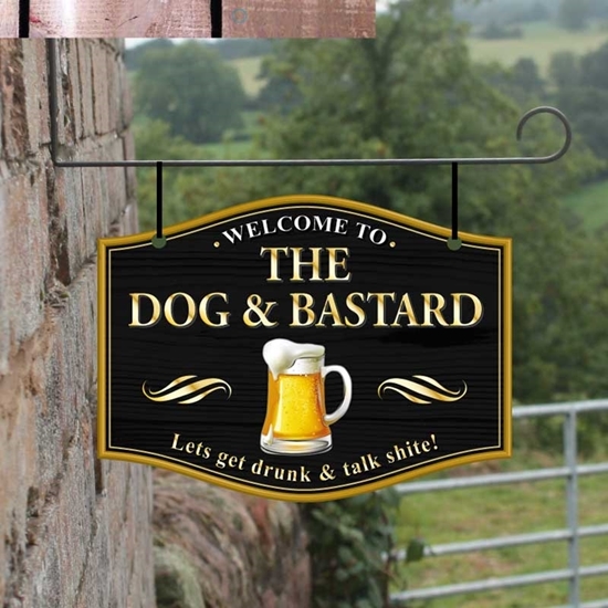 JAF Graphics. Personalised Home Bar Hanging Pub Sign with pint logo
