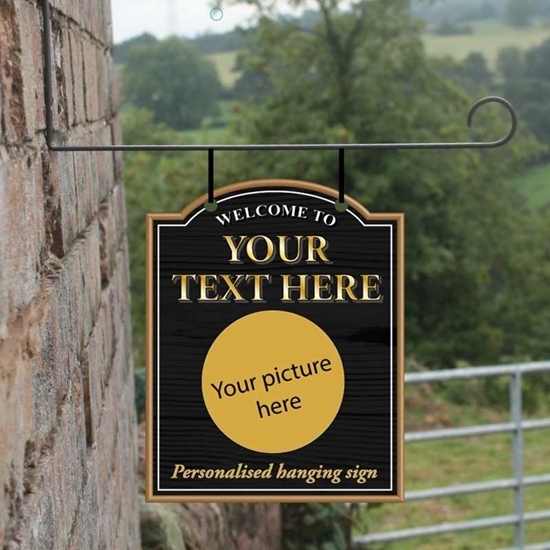 Picture of Personalised Traditional Hanging  Bar Sign  Add you Own picture