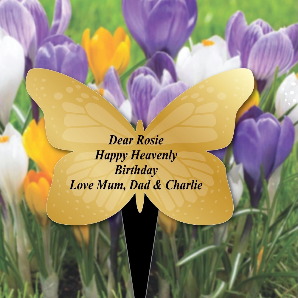 JAF Graphics. Personalised Butterfly Plaque Grave Sign