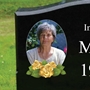 Picture of Outdoor Photo Grave Marker Plaque with flower motif.