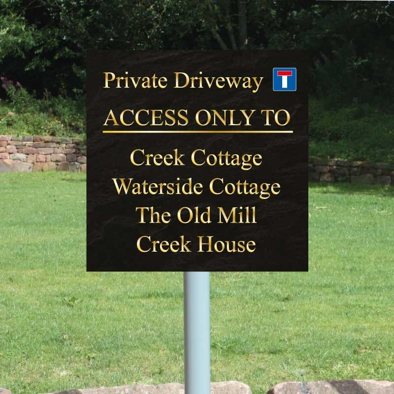 JAF Graphics. Slate Stone Effect Sign on Post