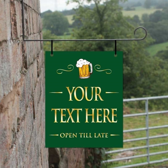 JAF Graphics. Personalised Hanging Bar Sign with beer picture