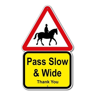 Picture of Horse Safety Sign- Pass Slow & Wide