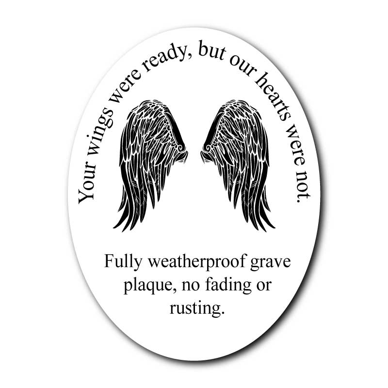 JAF Graphics. Outdoor Grave Marker Angel Wings Memorial Plaque
