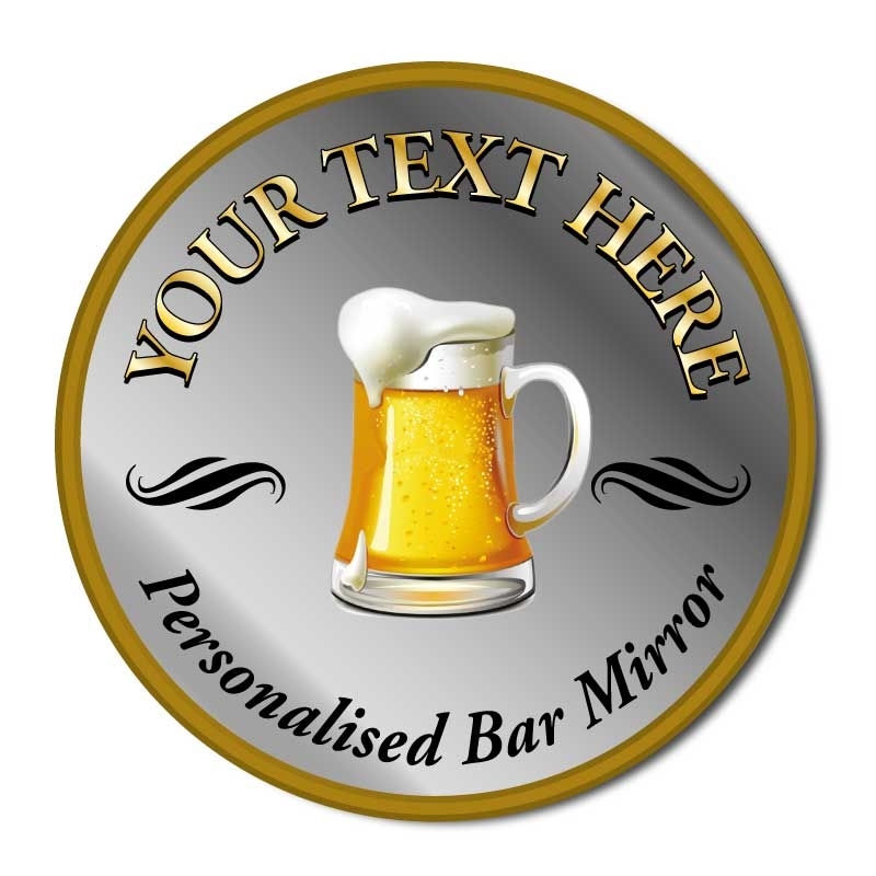 JAF Graphics. Round Bar Mirror, personalised