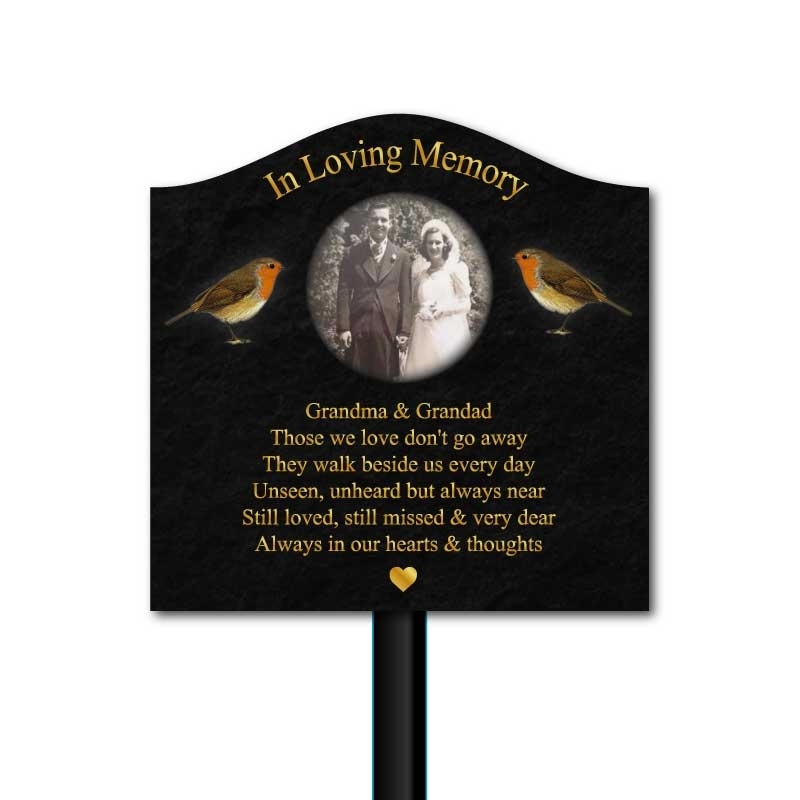 JAF Graphics. Outdoor Memorial Grave Plaque with photos and STAKE