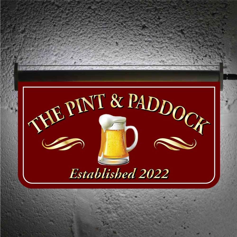 JAF Graphics. Personalised Lightup Illuminated Bar sign with pint logo