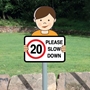 Picture of Personalised Child Speed Safety Sign On Post