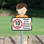 Picture of Personalised Child Speed Safety Sign On Post