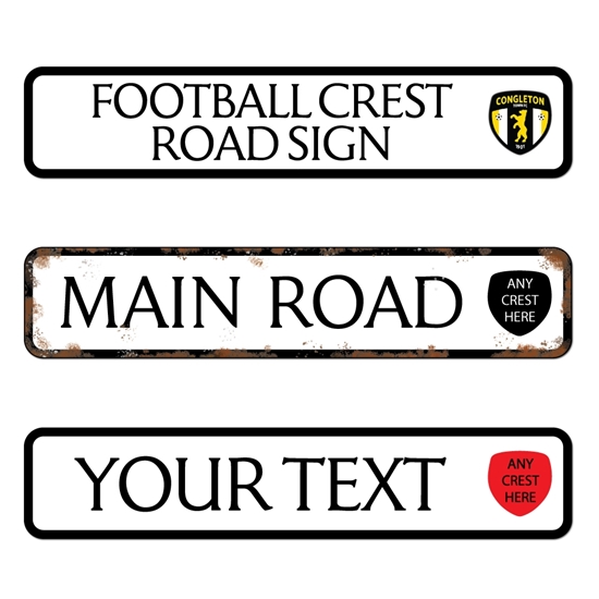 Picture of Street Road Sign with Football Crest Graphic