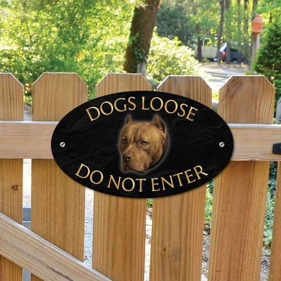Picture of Pit Bull Dogs Loose, Do Not Enter Sign
