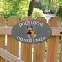 Picture of German Shepherd Dogs Loose, Do Not Enter Sign