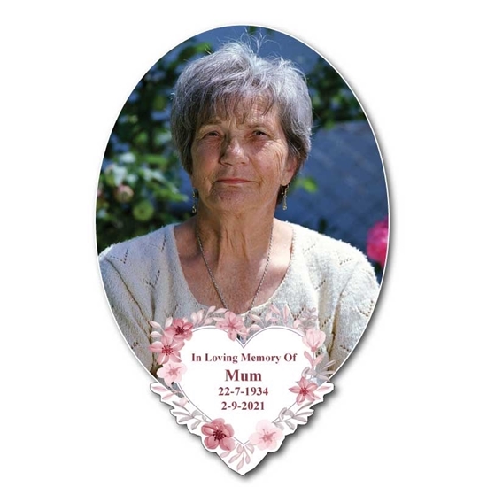 Picture of Outdoor Photo Grave Marker Plaque with flower heart