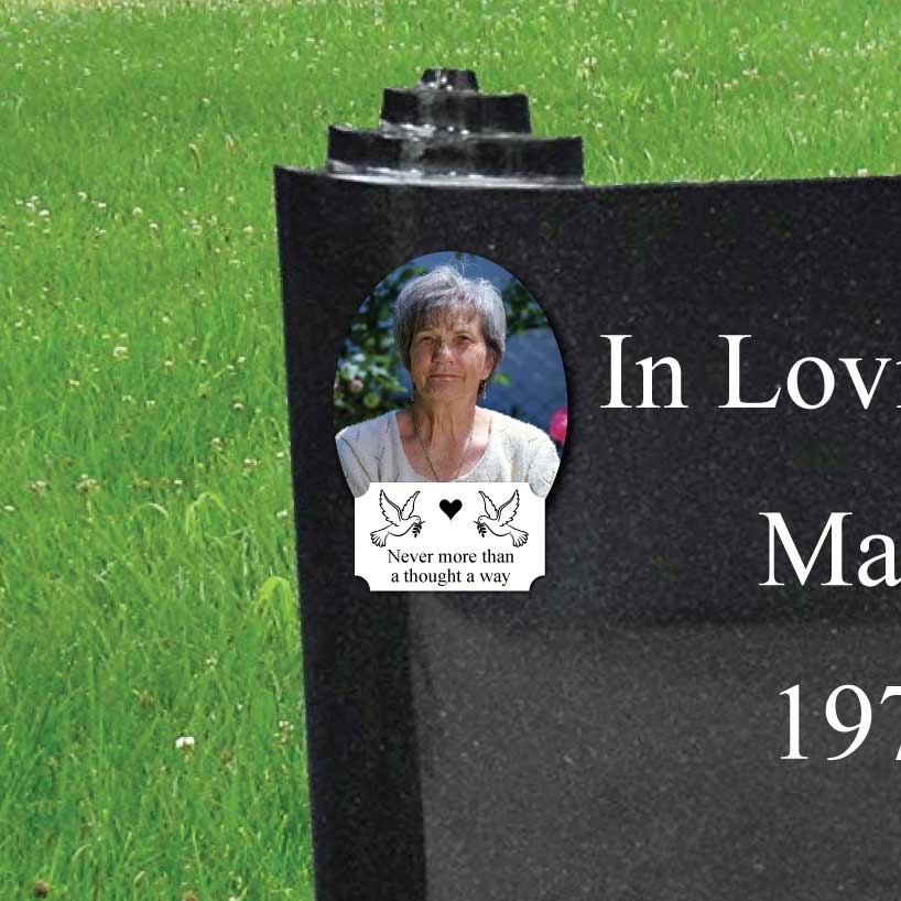 JAF Graphics. Outdoor Photo Grave Marker Plaque with Dove memorial