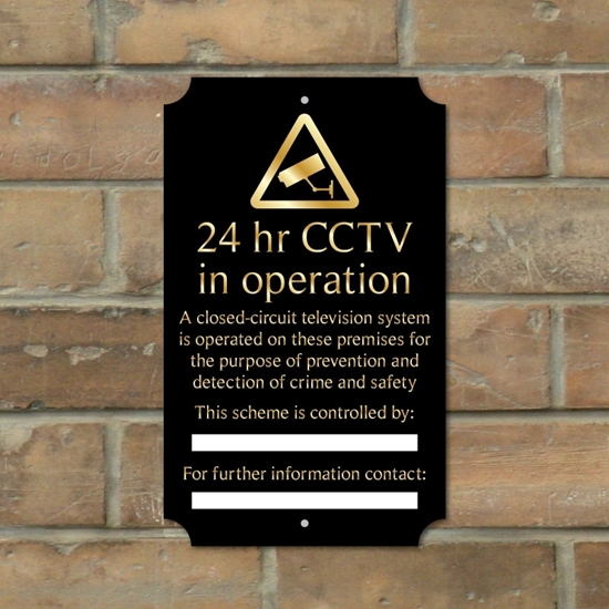 Mileta 'CCTV In Operation On This Premises' Sign – Black Gloss, Pub Restaurant Shop Notice