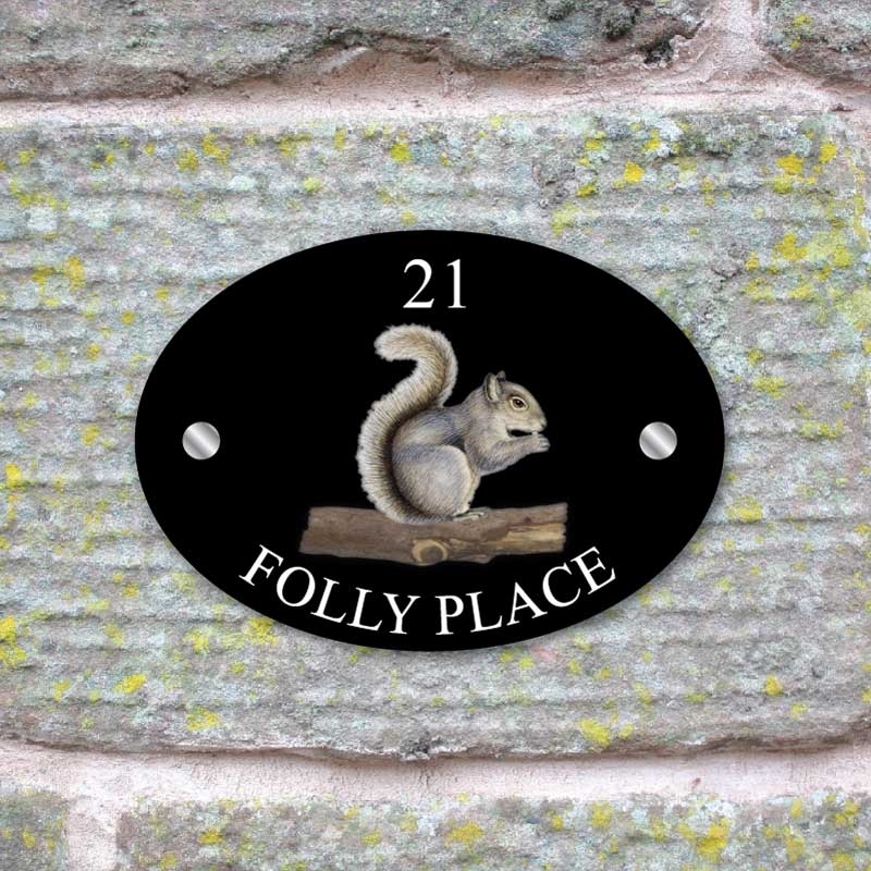 JAF Graphics. Personalised Grey Squirrel House Sign