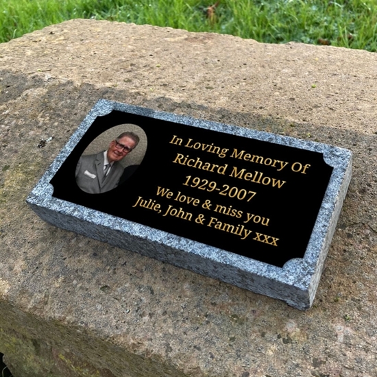 Picture of Outdoor Cremation Memorial Grave Stone and Plaque