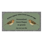 Picture of Outdoor Cremation Memorial Grave Stone and Plaque With Robin Design