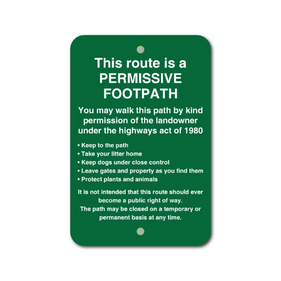 Picture of Permissive Footpath Landowner Law Rules Sign