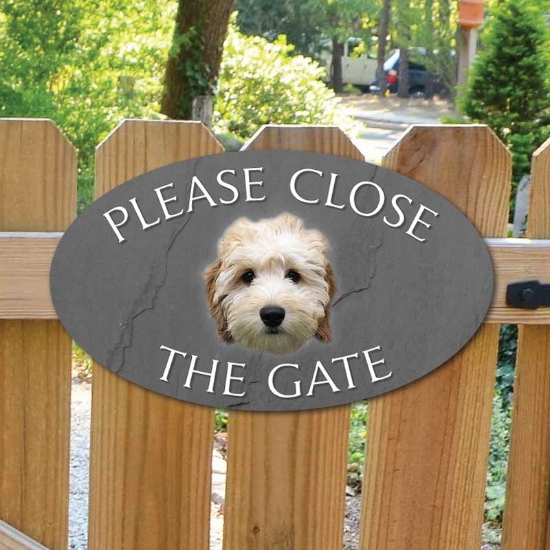 Picture of Please Close The Gate White Cockapoo Sign