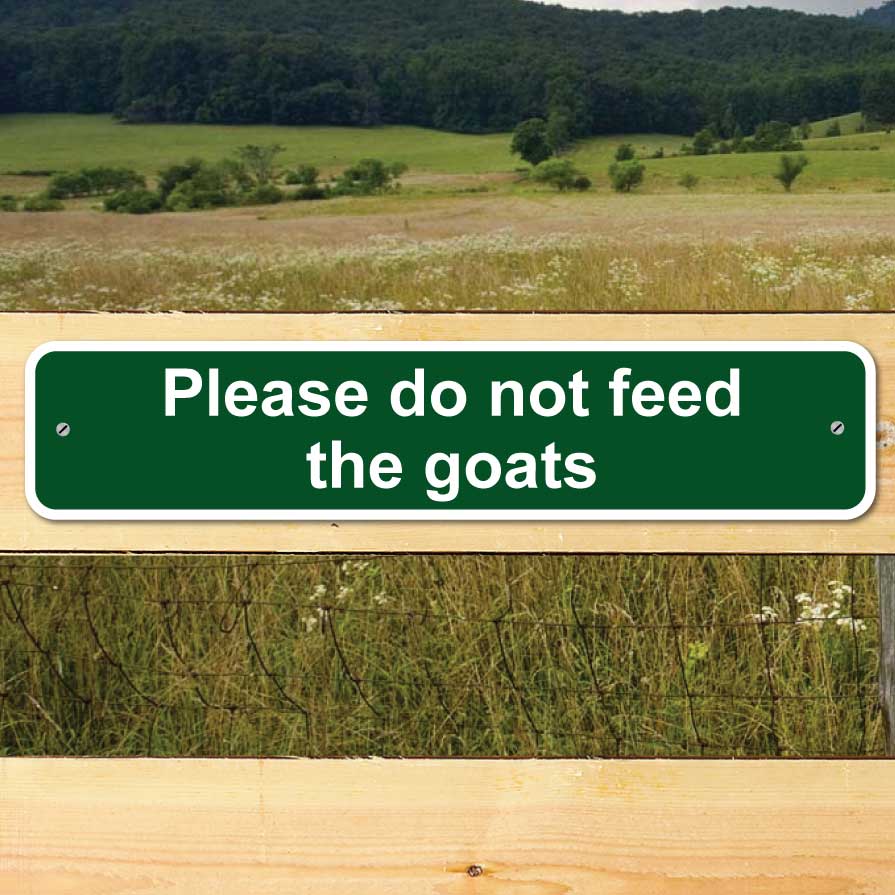 JAF Graphics. Please do not feed the goats sign