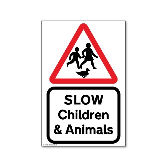 Picture of SLOW Children & Animals Sign