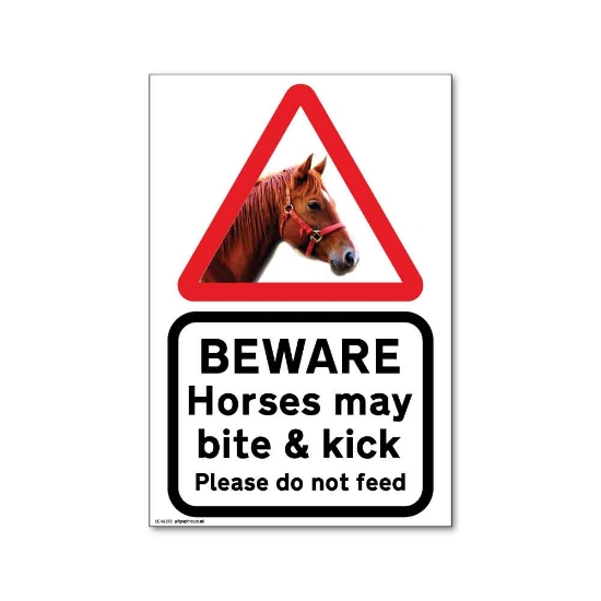 Picture of ECO Horses May Bite & Kick Wall & Post Sign