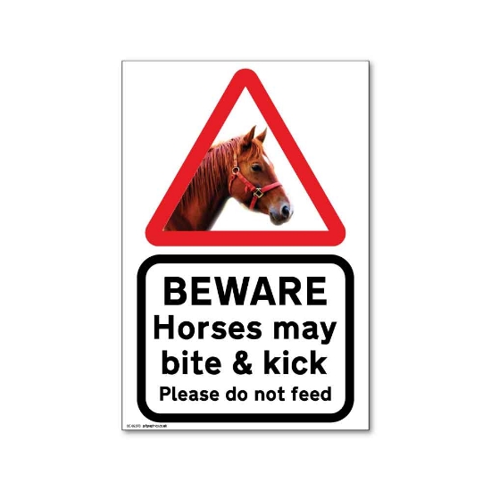 Picture of Horses May Bite & Kick sign
