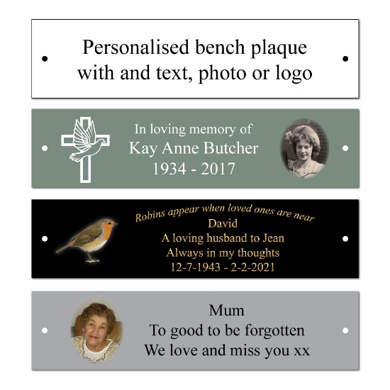 Picture of Memorial Bench Plaque with any photo or symbol