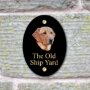 Picture of Golden Labrador Oval house sign plaque. 