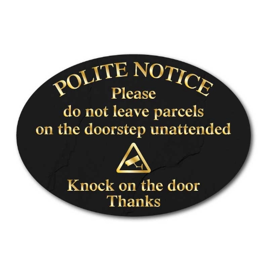Picture of Do not leave parcels on doorstep sign