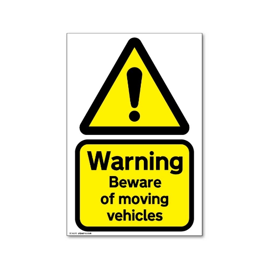 Picture of Beware of moving vehicles warning sign