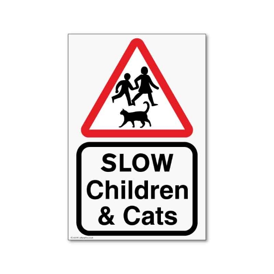 Picture of Children and Cats Road Safety Sign